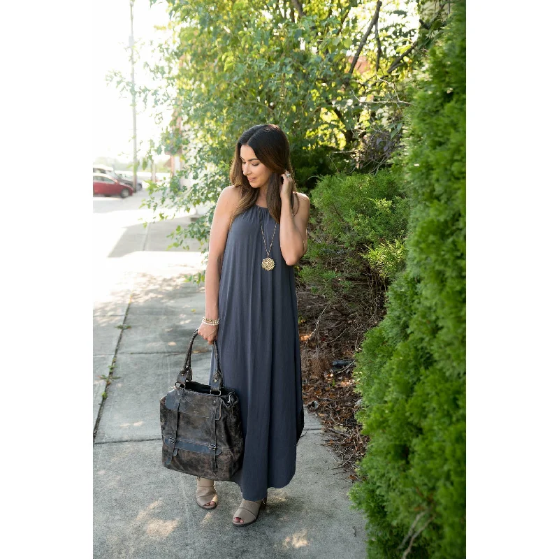 Women's Jumpsuits with Shawl CollarSlate Basic Maxi