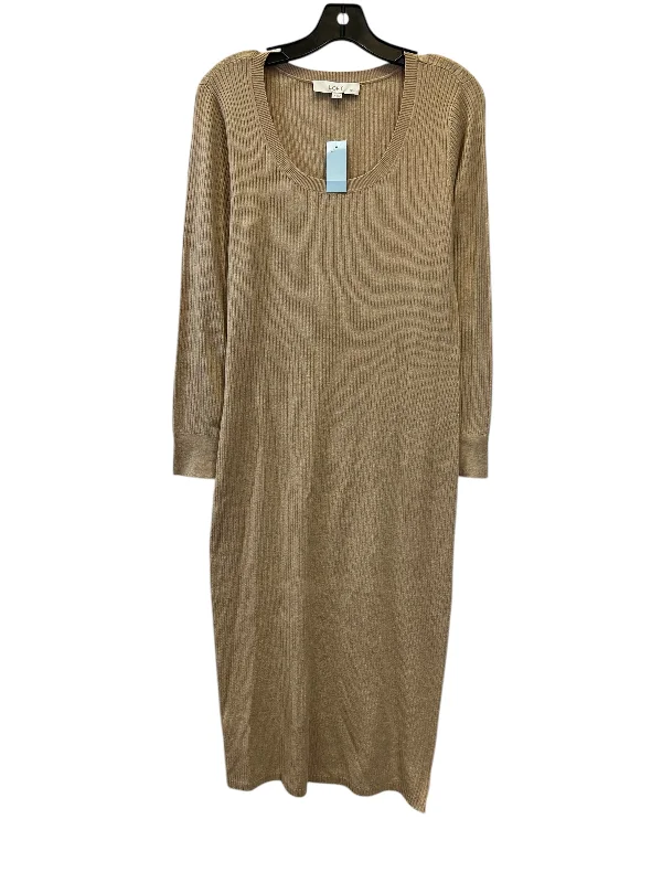 Women's Rounded-Neck DressesDress Casual Maxi By Loft In Tan, Size: Lp