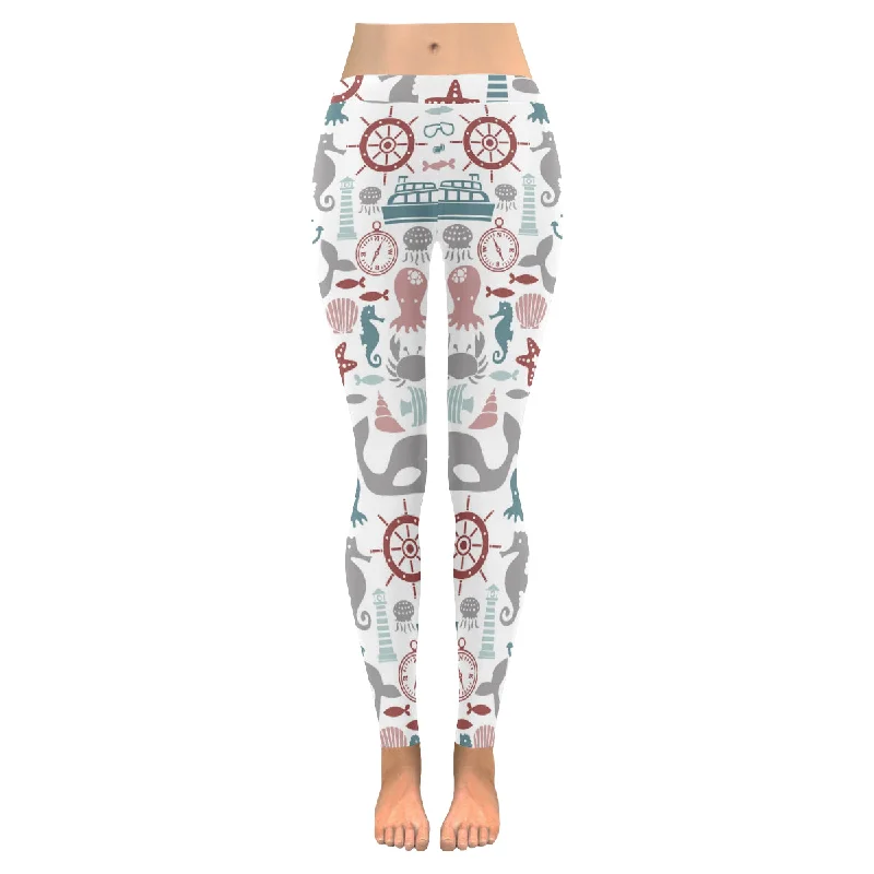 Zenzzle pattern with sea icons print Low Rise Ladies yoga Leggings for women