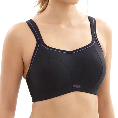 molded cup bra for shape retentionPanache Wire-Free Sports Bra - Black