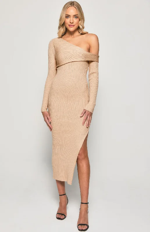 Women's Maxi DressesAlina Knit Midi Dress - Latte