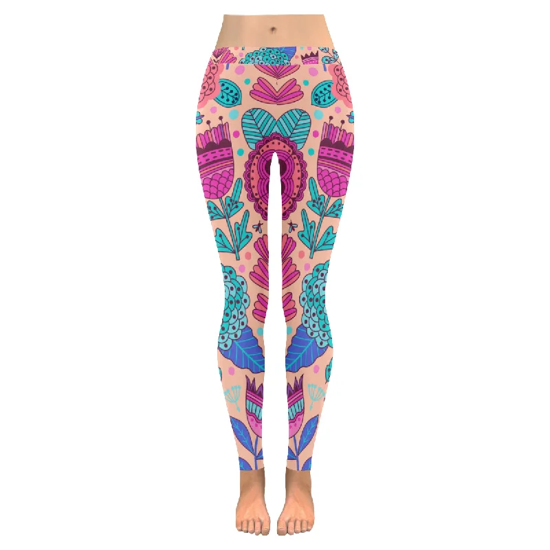 Zenzzle  flower pattern print Low Rise womens yoga running leggings