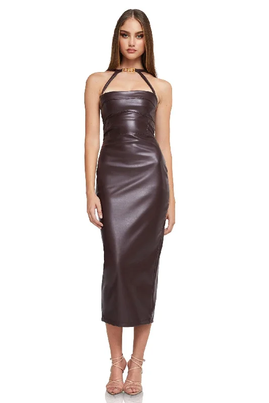 Women's Lapel Collar DressesNookie Drama Midi Dress - Chocolate