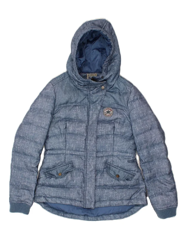 Women's Coats with ButtonsCONVERSE Womens Hooded Padded Jacket UK 10 Small Blue