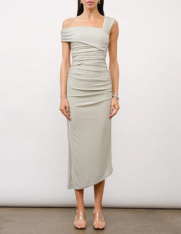 Women's Collarless DressesFrancisca Asymmetrical One-Shoulder Midi Dress