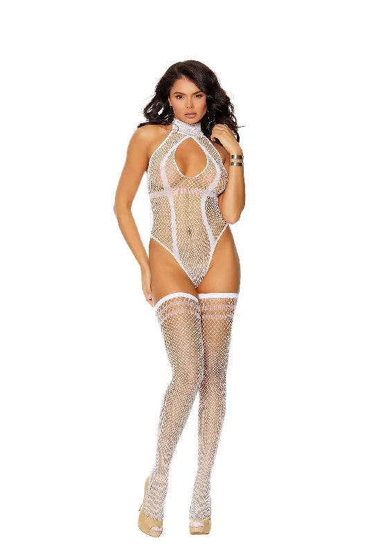 women's pajamas with built-in braElegant Moments Diamond Net Teddy EM12065