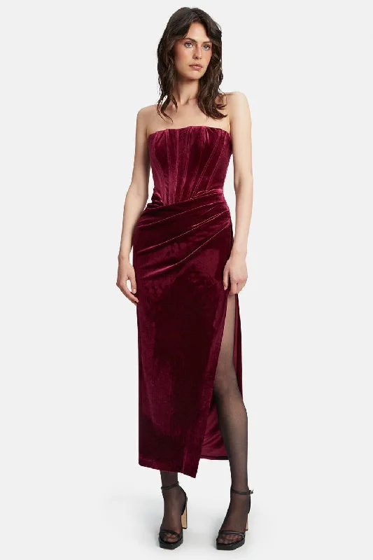 Women's High-Neck DressesEverlasting Velour Midi Dress - Burgundy