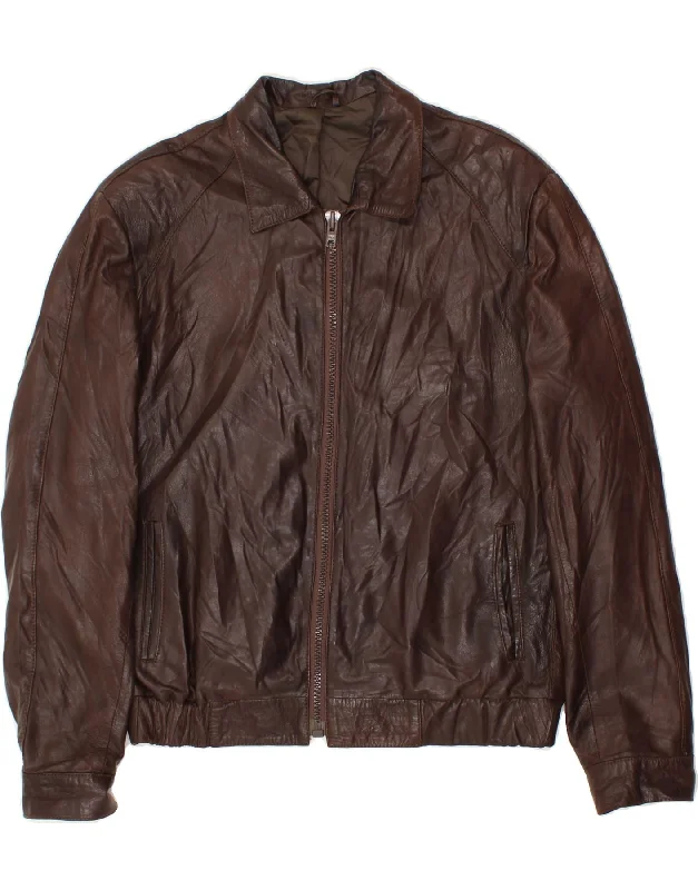 Women's Windbreaker CoatsVINTAGE Womens Leather Jacket UK 16 Large Brown