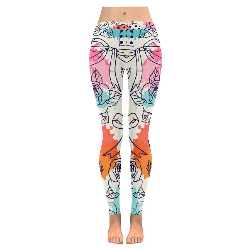 Zenzzle Roses and hearts pattern print Zenzzle Graphic womens yoga leggings