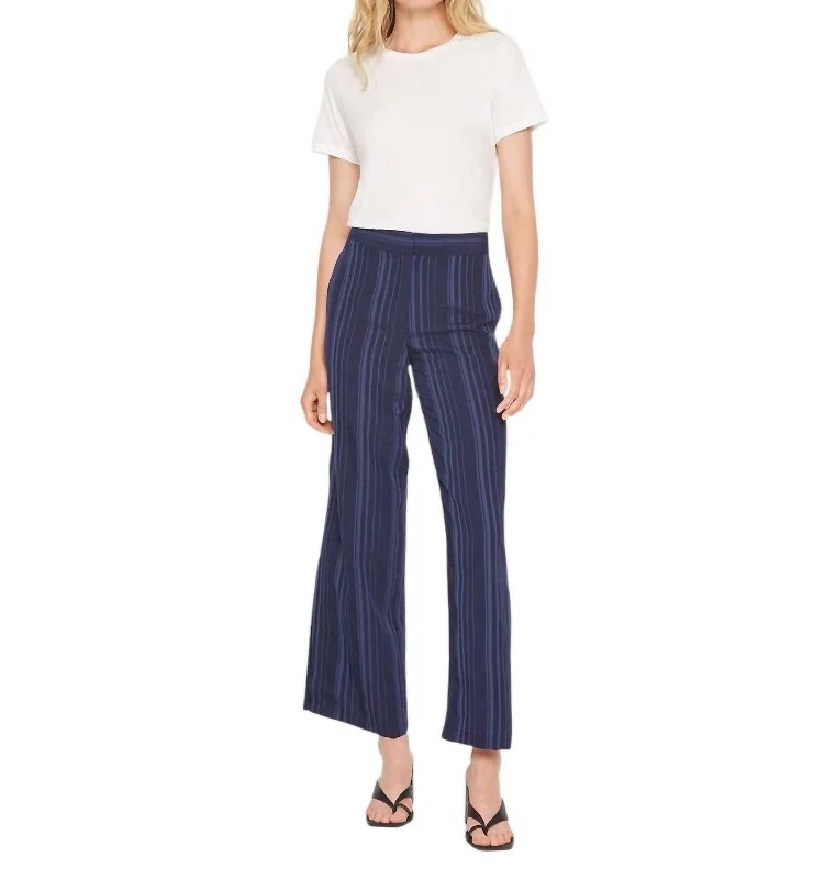 Women's Jodhpurs with Boat NeckSonya Pants In Blue Striped