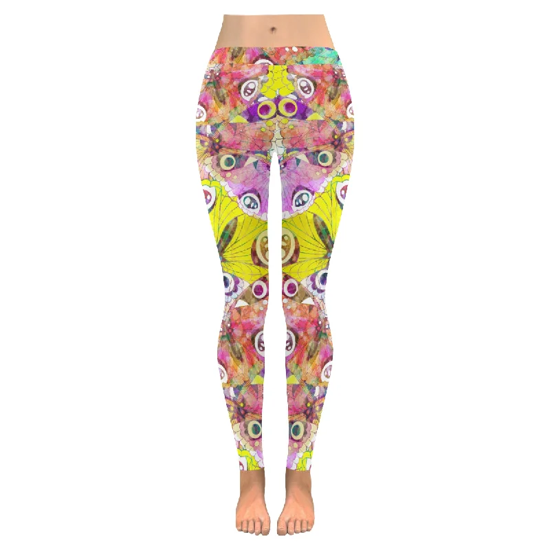 Zenzzle Zenzzle Graphic butterflies pattern print Low Rise Yoga Leggings for women