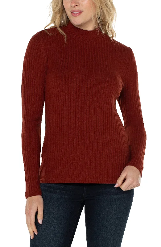 Women's Capri PantsMOCK NECK LONG SLEEVE KNIT TOP