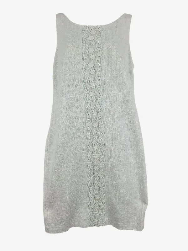 Women's Boat-Neck DressesKarl Lagerfeld Ice Blue Broderie Textured Shift Mini Dress Size 8