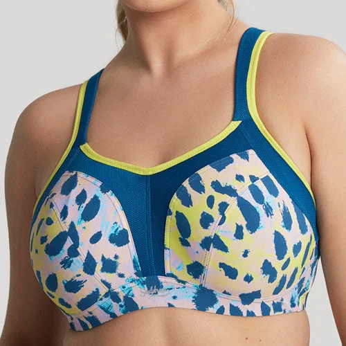 wireless nursing braSculptresse Non-Padded UW Sports Bra - Lime Animal