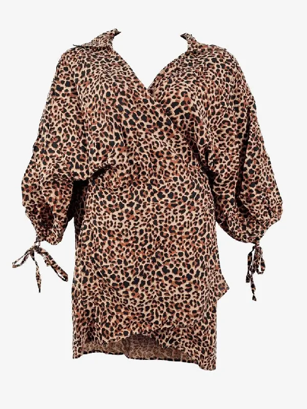 Women's Pencil DressesBillabong Animal Print Bat Sleeve Wrap Mini Dress Size L