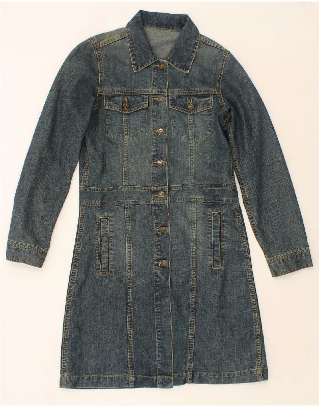 Women's Long CoatsVINTAGE Womens Longline Denim Jacket UK 12 Medium Blue