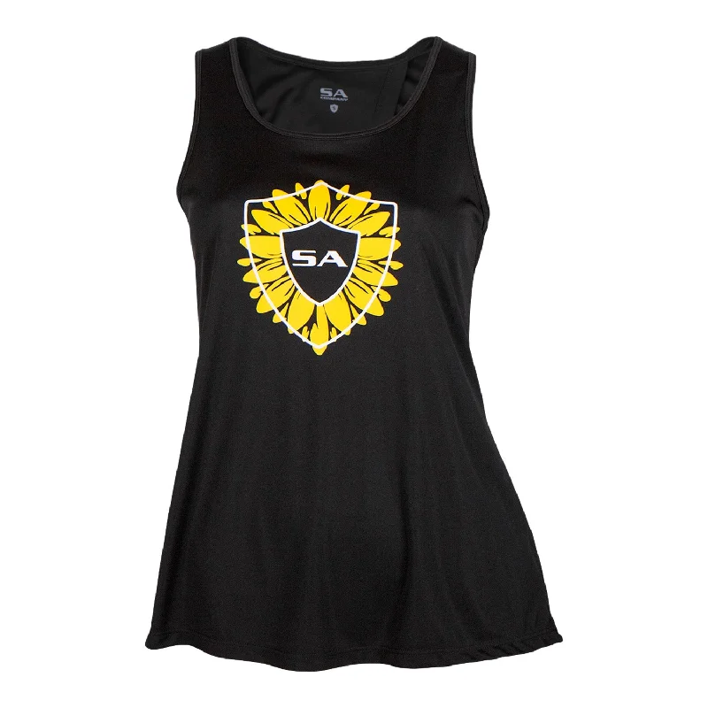 Women's Blouse with V-Shaped CollarTie Tank | Black | Sunflower