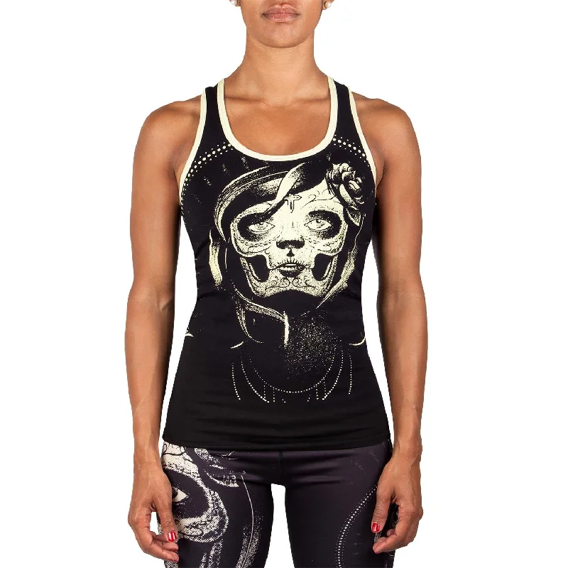 Women's Blouse with Collarless DesignVenum Santa Muerte Tank Top - Black/Yellow - For Women