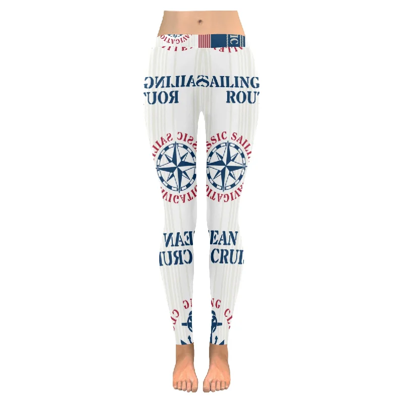 Zenzzle Sailing pattern Low Rise Ladies Yoga Leggings plus size for women