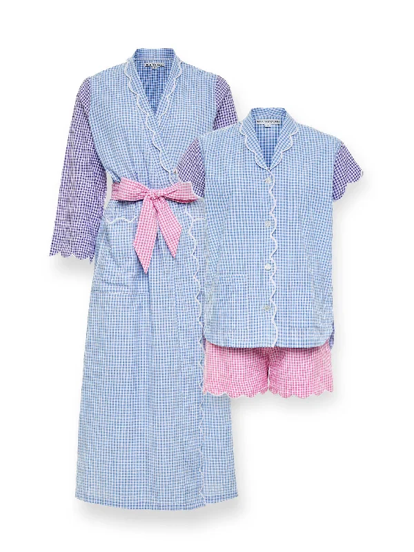 women's pajamas for everyday loungingGingham Bundle: Classic Robe + Pajamas with Shorts