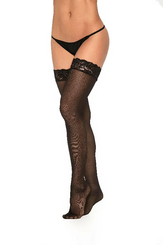 smoothing high-neck braMesh Thigh Highs