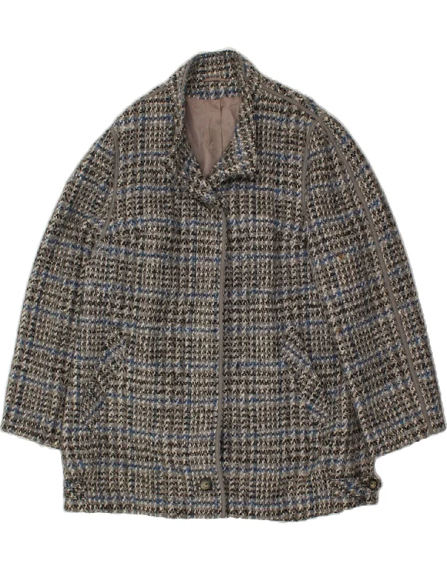 Women's Trench CoatsVINTAGE Womens Overcoat IT 42 Medium Grey Check Wool