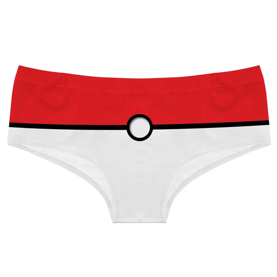 lace trimmed thong panties for womenFlirty Panties (Poké Ball Print)