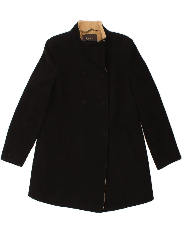 Women's Coats with ButtonsALEXON Womens Double Breasted Coat UK 14 Large  Black Wool