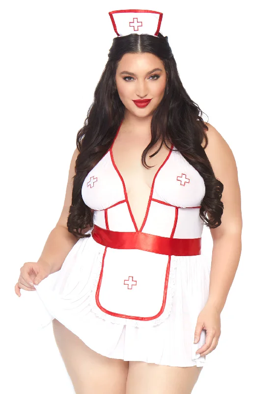 lace overlay braLeg Avenue  3 Pc Nightshift Nurse Set  87027X