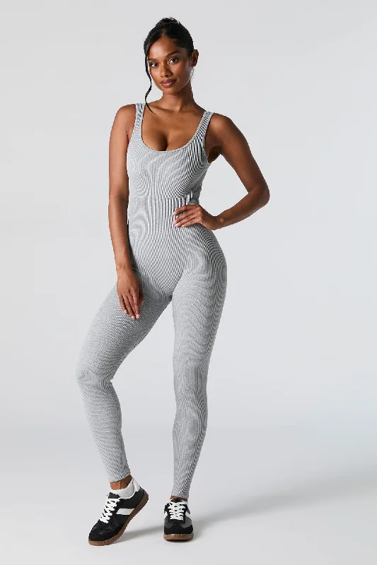 Women's Blouse with BeltActive Seamless Ribbed Sleeveless Jumpsuit