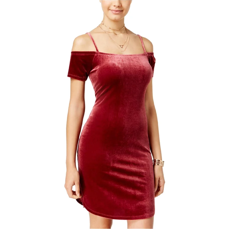 Women's Narrow Collar DressesPlanet Gold Womens Velvet Bodycon Dress, Red, X-Small