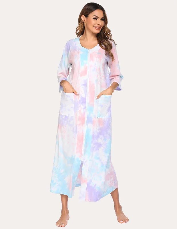 affordable women's pajama setsEkouaer Relaxed Three Quarters Sleeve Nightdress (US Only)