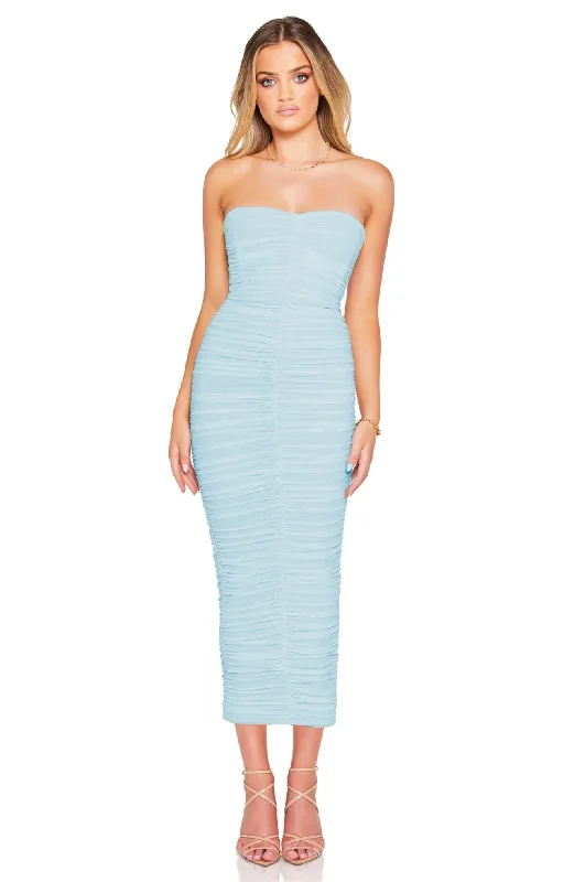 Women's Lapel Collar DressesNookie Zen Midi Dress - Light Blue