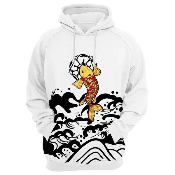 Women's Hooded Sweatshirts with Breathable FabricKoi Fish White Hoodie