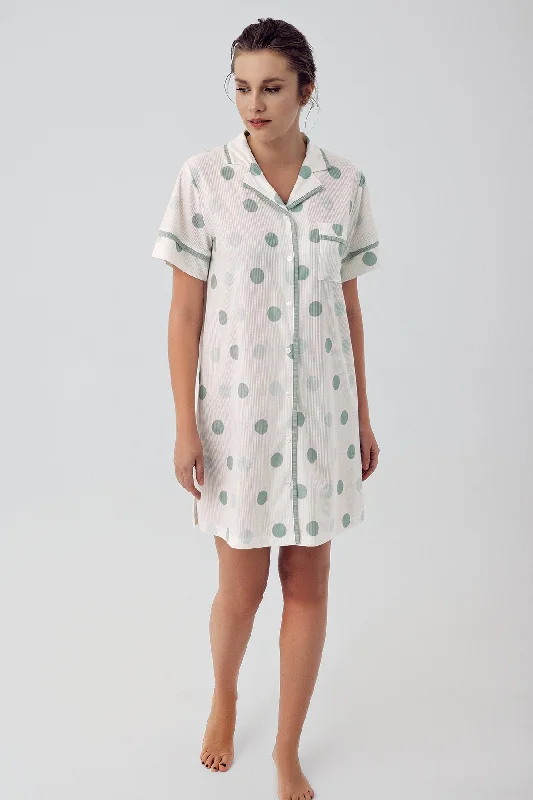 women's pajamas in pastel colorsShopymommy 16100 Polka Dot Maternity & Nursing Nightgown Green