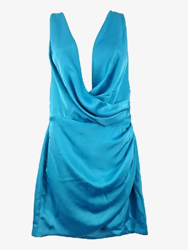 Women's Sweetheart-Back DressesMisha Marina Blue Calypso Satin Mini Dress Size M