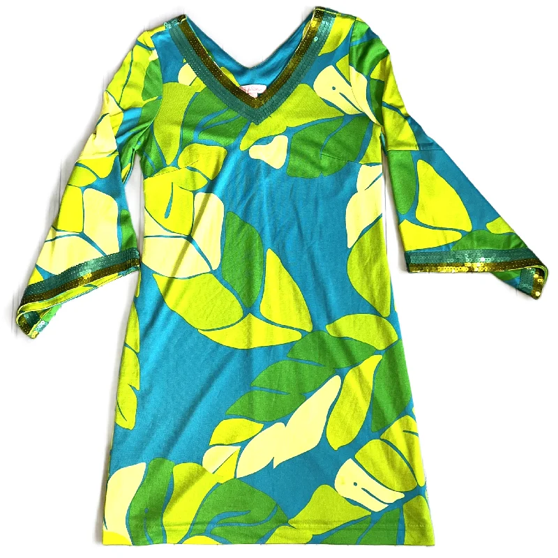 Women's Peter Pan Collar DressesBlue & Green Dress Casual Short By Lilly Pulitzer, Size: S