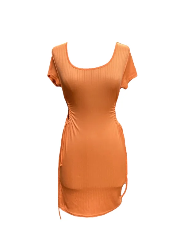 Women's Shirt Collar DressesOrange Dress Casual Short Jolie, Size M