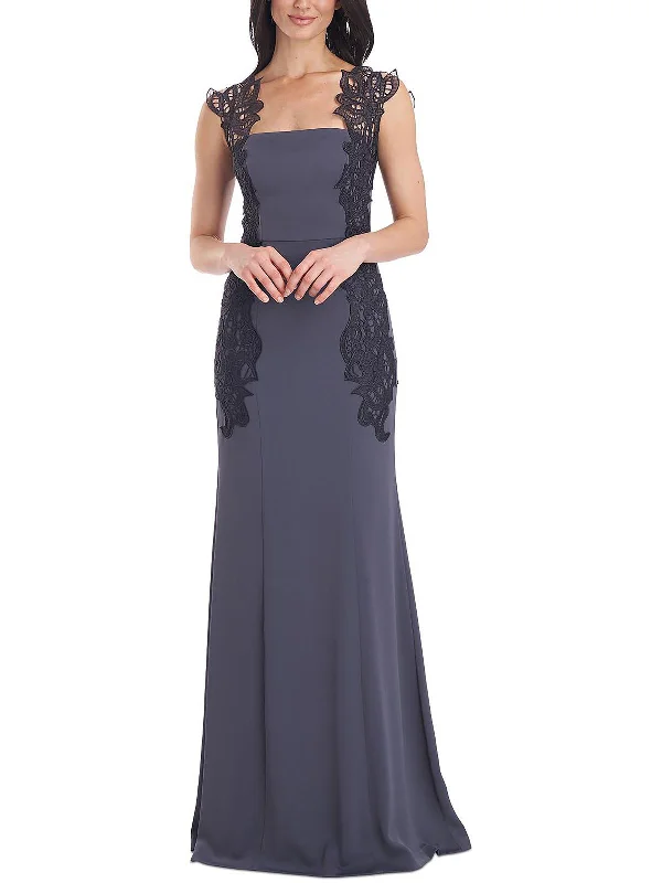 Women's Off-the-Shoulder DressesWomens Lace Trim Embroidered Evening Dress