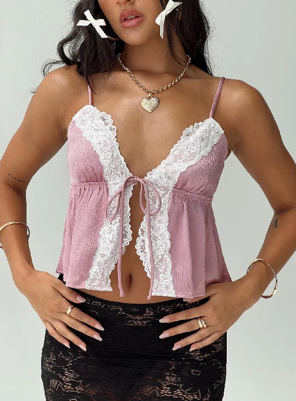 Women's Blouse with Keyhole CollarArizone Lace Cami Pink