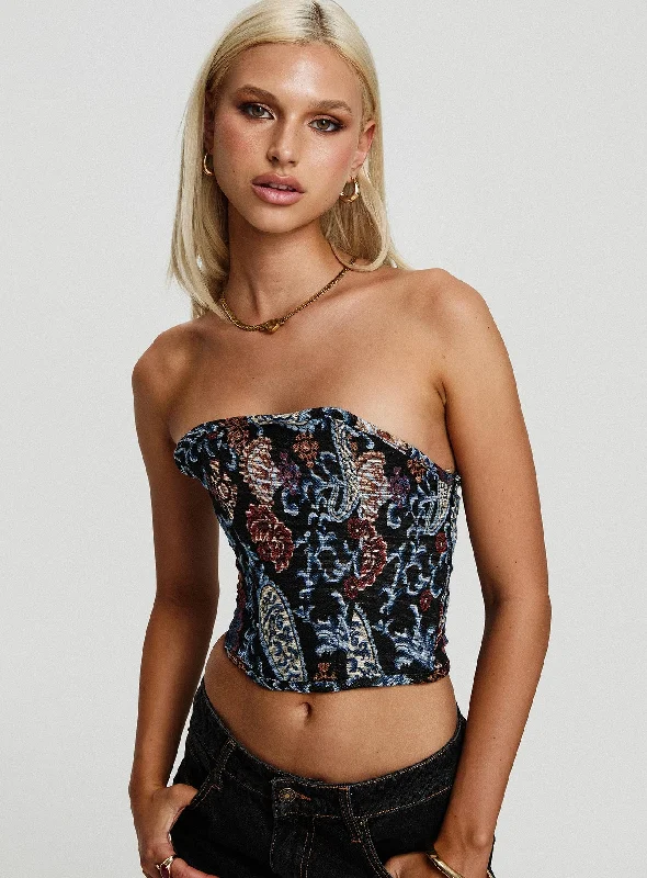 Women's Blouse with Shirt CollarLyrae Strapless Top Multi