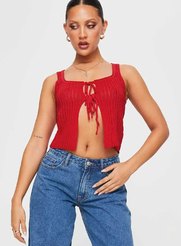 Women's Blouse with Narrow CollarMyall Top Red