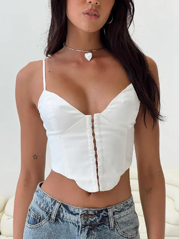 Women's Blouse with PatchesPalisade Corset Top White