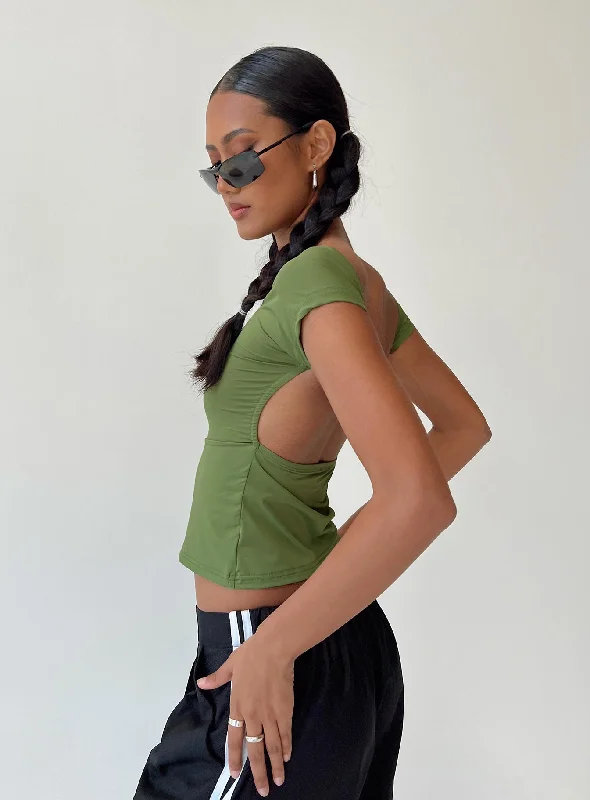 Women's Blouse with Asymmetrical HemRosalinda Top Olive