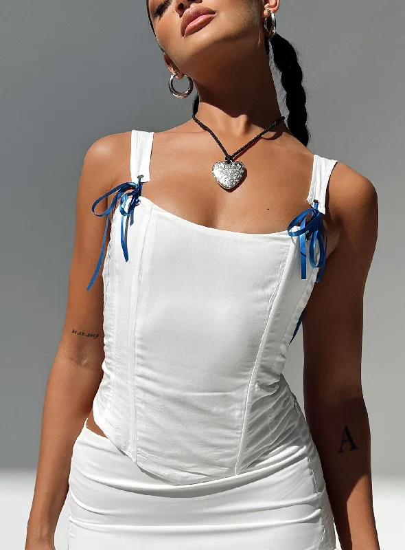 Women's Sleeveless BlouseVineyard Corset Top White