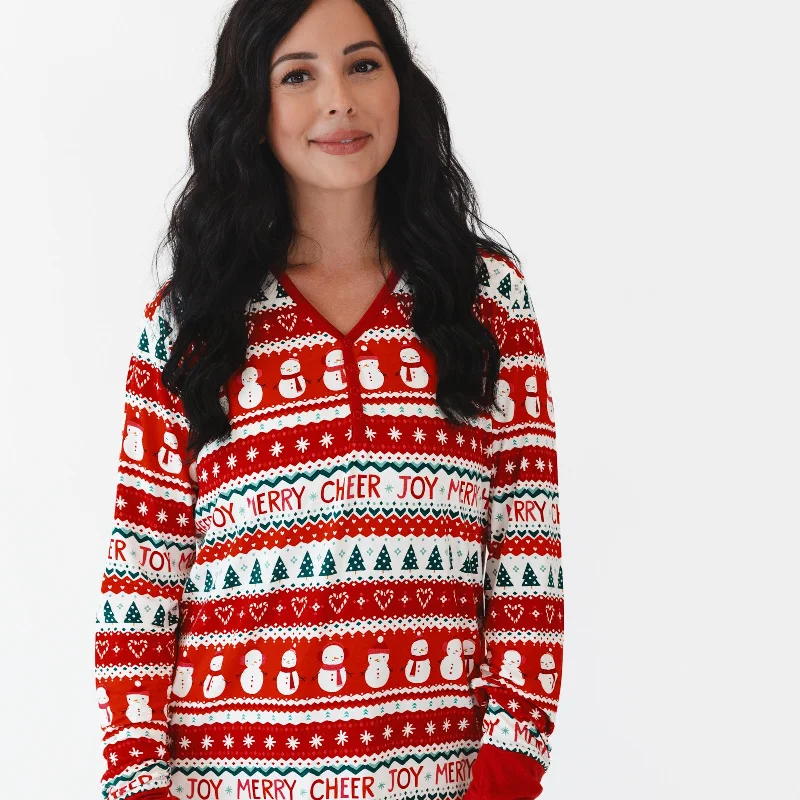 women's pajamas with a snug fitFestive Fair Isle Women's Pajama Top