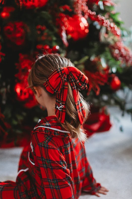 women's pajamas for those who love comfortRed Tartan Hair Bow Scrunchie